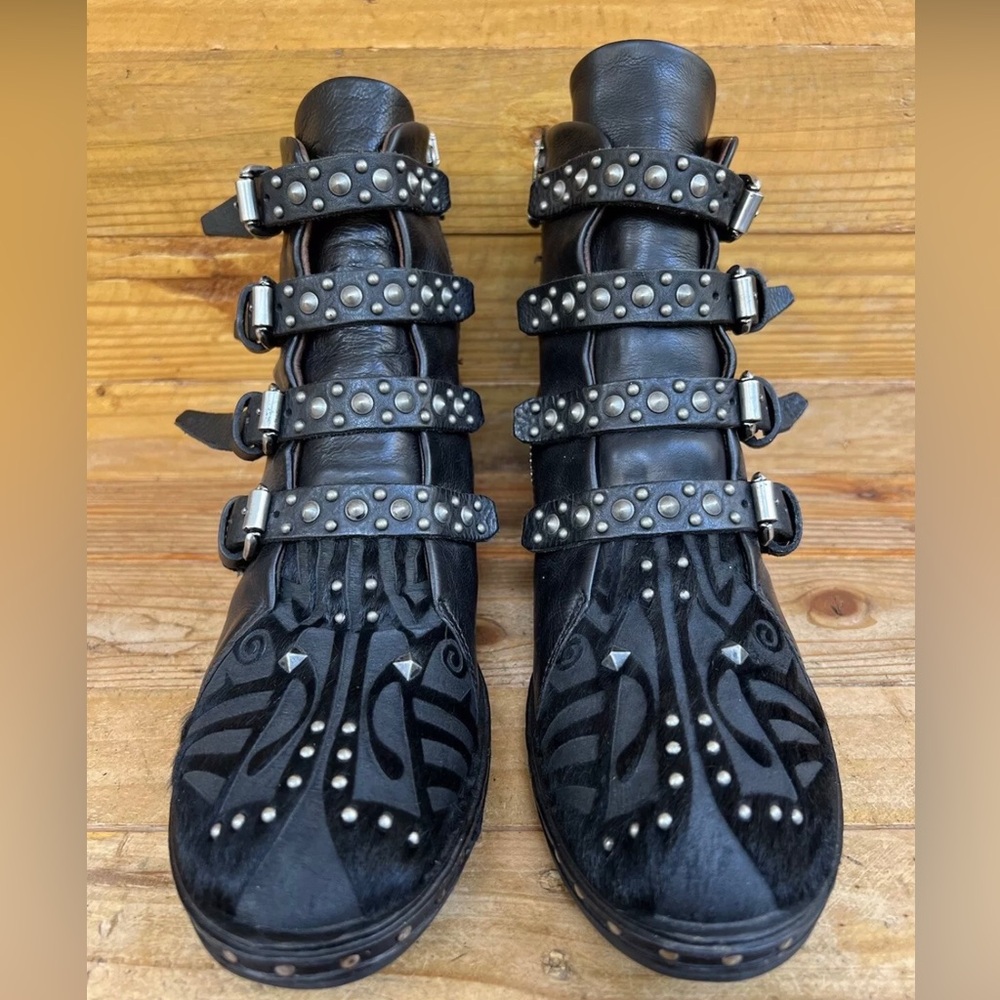 A.S.98 Black Studded Combat Boots